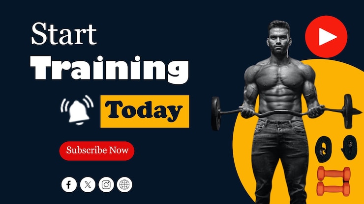 PSD baner internetowy siłowni fitness i miniatura youtube premium psd