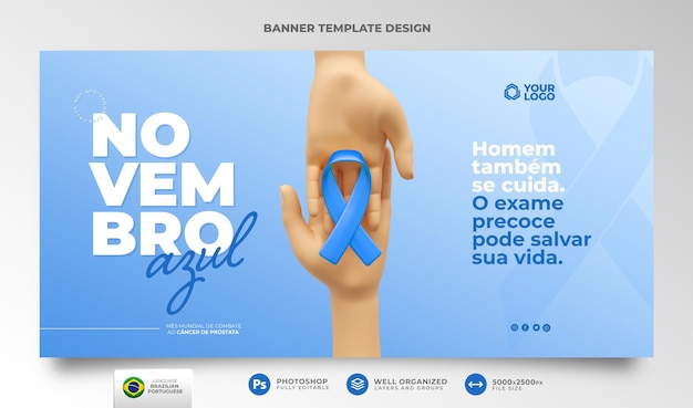 Baner Kampanii Blue November W 3d Renderowany W Brazylijskim Portugalskim