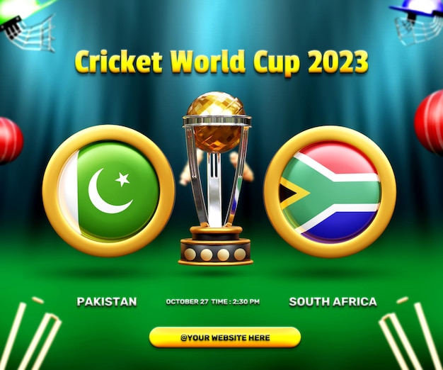 Baner Meczu Pucharu świata W Krykiecie Pakistan Vs Republika Południowej Afryki