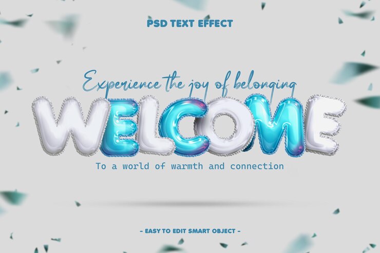 PSD baner powitalny dla mediów społecznościowych z edytowalnym efektem tekstowym