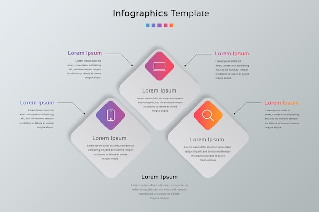 PSD baner prezentacji infografiki w trzech krokach