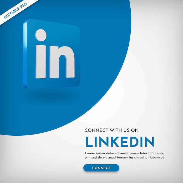 PSD baner promocyjny linkedin z ikoną 3d