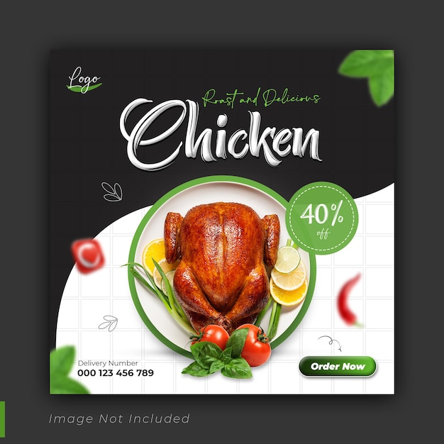 Baner Sprzedaży W Mediach Społecznościowych Z Jedzeniem Kurczaka