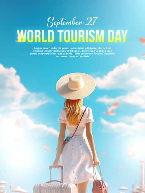Baner Światowego Dnia Turystyki i projekt postu w mediach społecznościowych