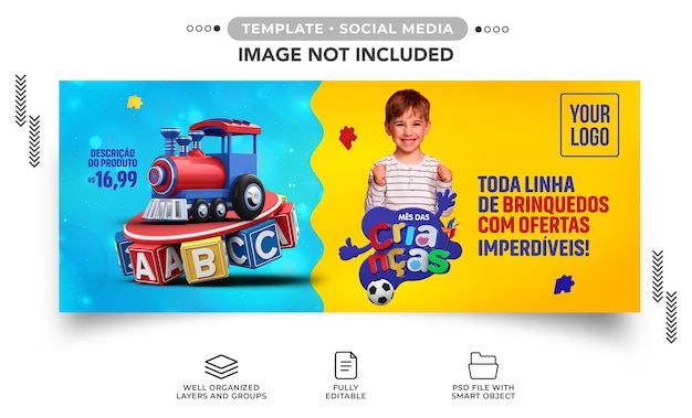 Baner W Mediach Społecznościowych Miesiąc Dla Dzieci Cała Linia Zabawek W Sprzedaży