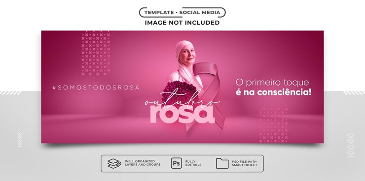 PSD baner w mediach społecznościowych rak piersi dotyka sumienia