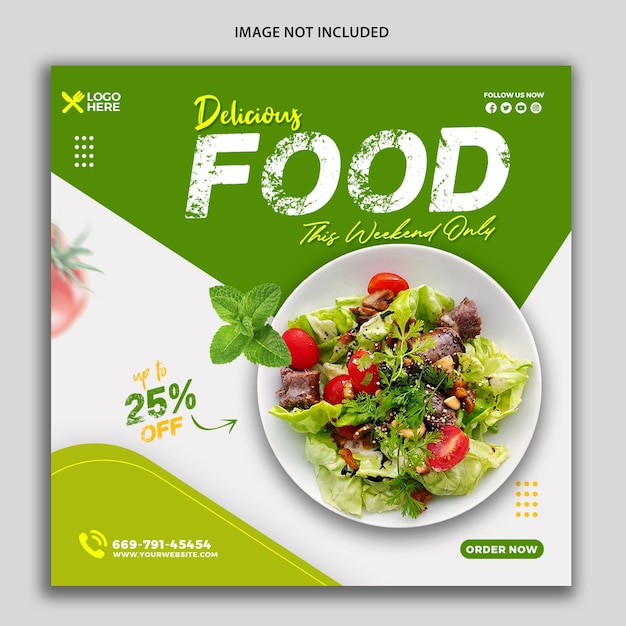 Baner w mediach społecznościowych w restauracji z menu żywności