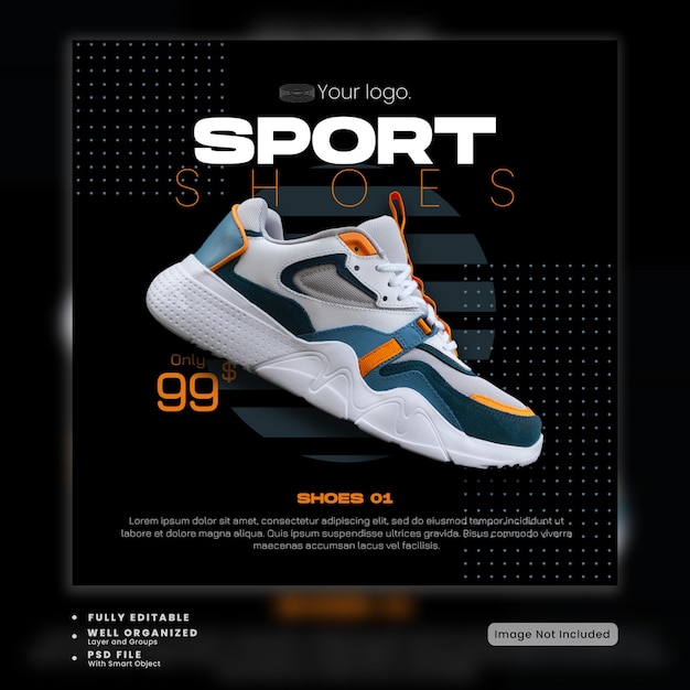 PSD banerowe buty sportowe sprzedaż post w mediach społecznościowych i szablon kanału na instagramie premium psd