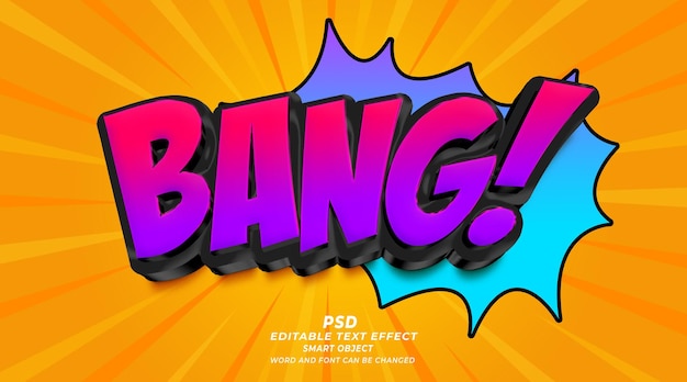 Bang comic 3d editable text effect photoshop template