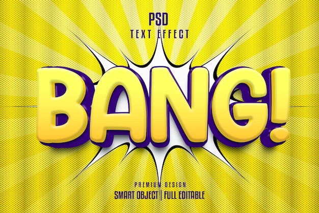 Bang comic style editable 3d text effect