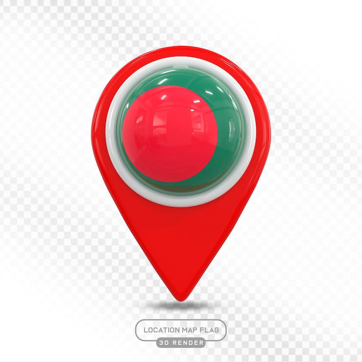 PSD bangladesh 3d map flag