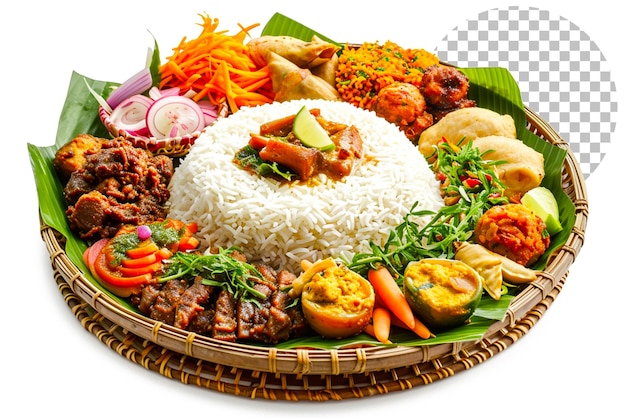 PSD bangladeshi rice big plate a delicious dish in bangladeshi cuisine on transparent background