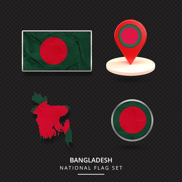 Bangladesz National Flagmaplocationbadge Projekt Elementu