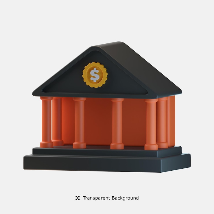 PSD bank 3d icon illustration