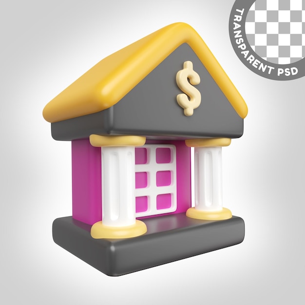 PSD bank 3d illustration icon