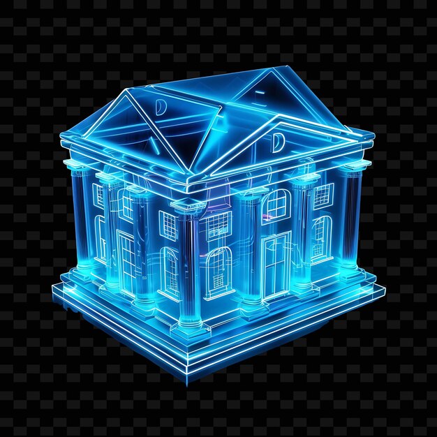 PSD bank building 3d icon with windows and doors made with trans png trendy neon color shape