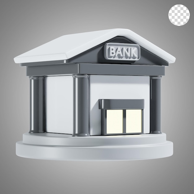 PSD bank building 3d icon