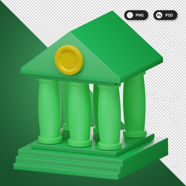 PSD bank building finance 3d icon set