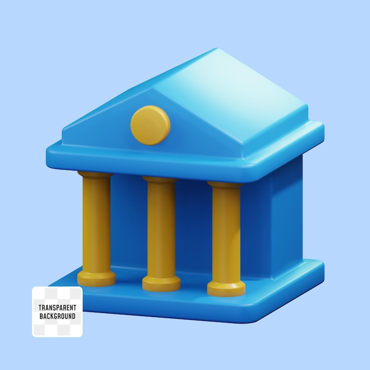 PSD 은행 건물 금융 비즈니스 3d 렌더링 아이콘 그림 디자인