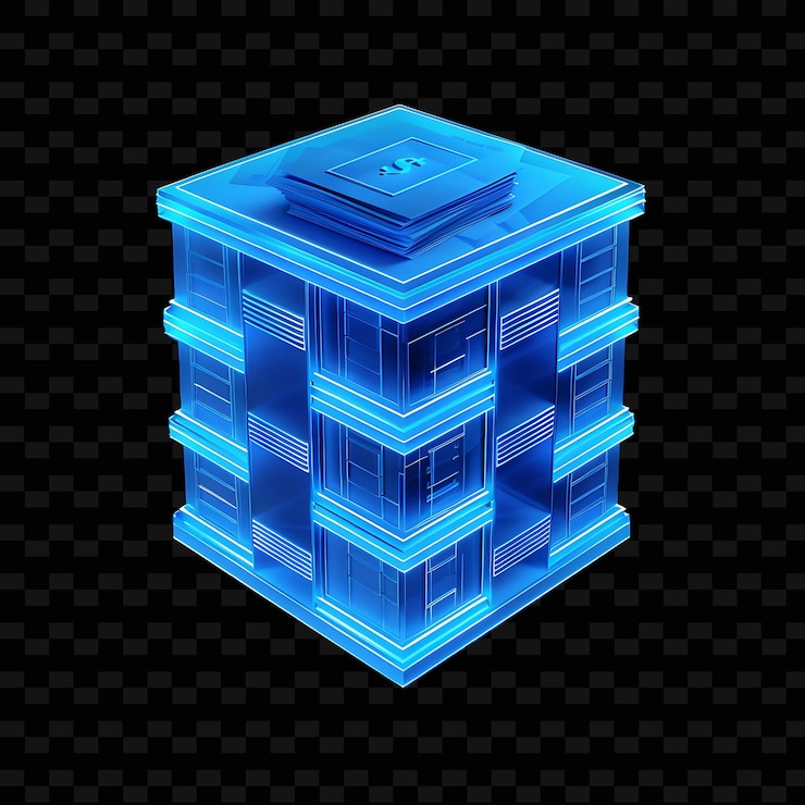 PSD bank building with investment portfolio 3d icon with windows png trendy neon color shape