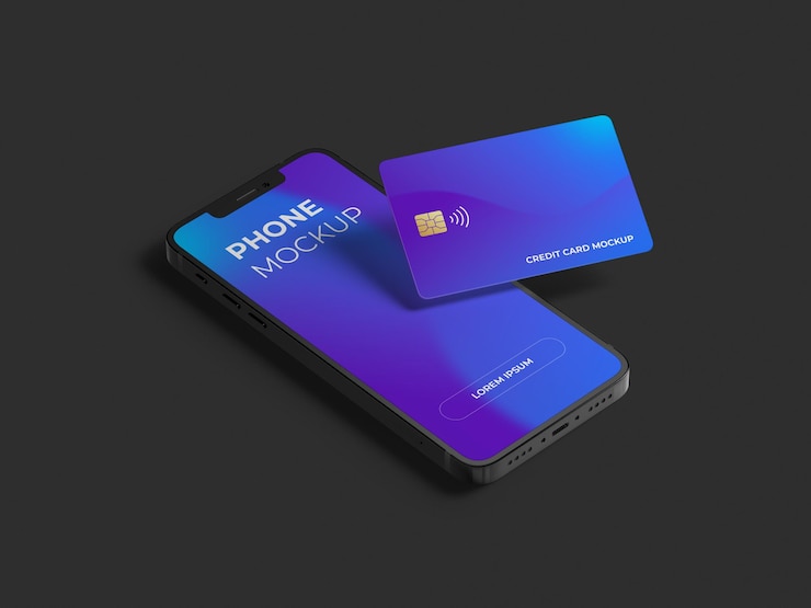 bank creditcard en telefoon mobiele scherm mockup financiën