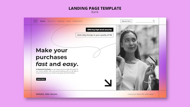 PSD bank design template of landing page