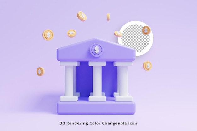 Bank icon 3d render or save your money on online bank concept ui icon