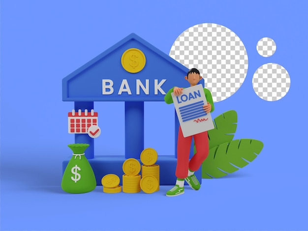 PSD bank loan concept. 3d illustration