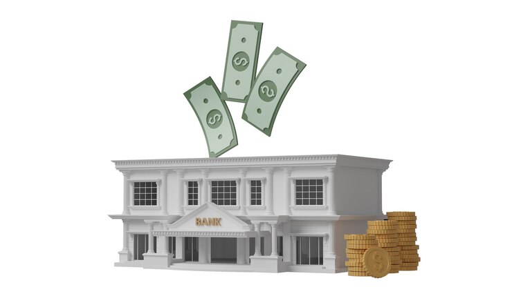 PSD bank met geld en munten