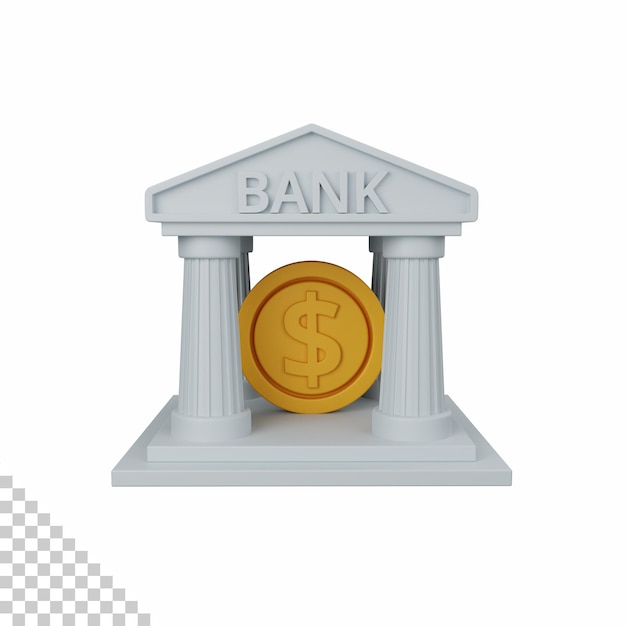 PSD bank renderowania 3d na białym tle przydatny dla gospodarki walutowej i ilustracji projektowej finansów
