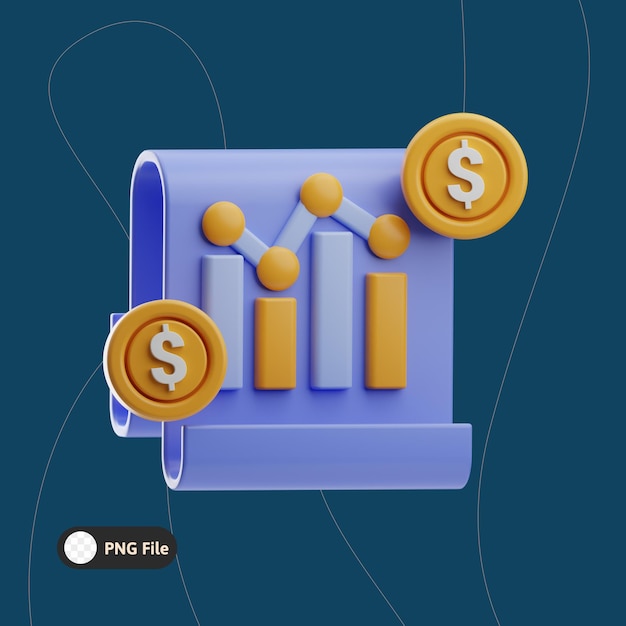 PSD bank report illustration 3d