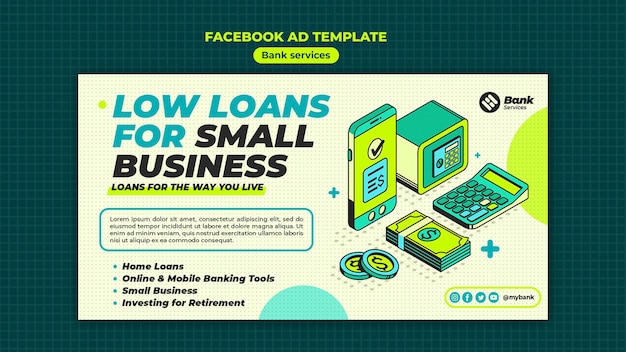 Bank service facebook ad banner template