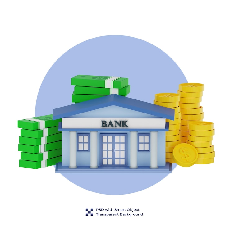 PSD bankada para biriktirmek 3d render