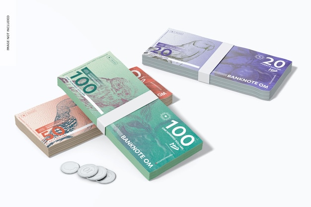 Banknotes and coins mockup