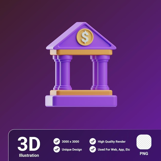 Bankowość Mobilna Budynek Banku Ilustracja 3d
