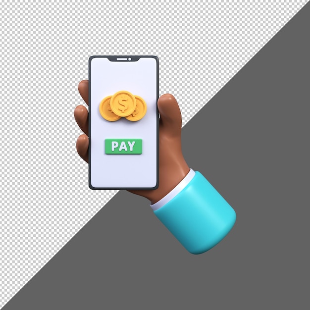 Bankowość mobilna płatności online za pomocą renderowania telefonu 3d