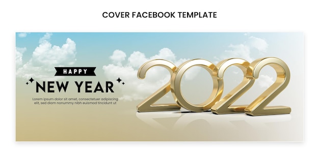 PSD banner 3d render of happy new year 2022