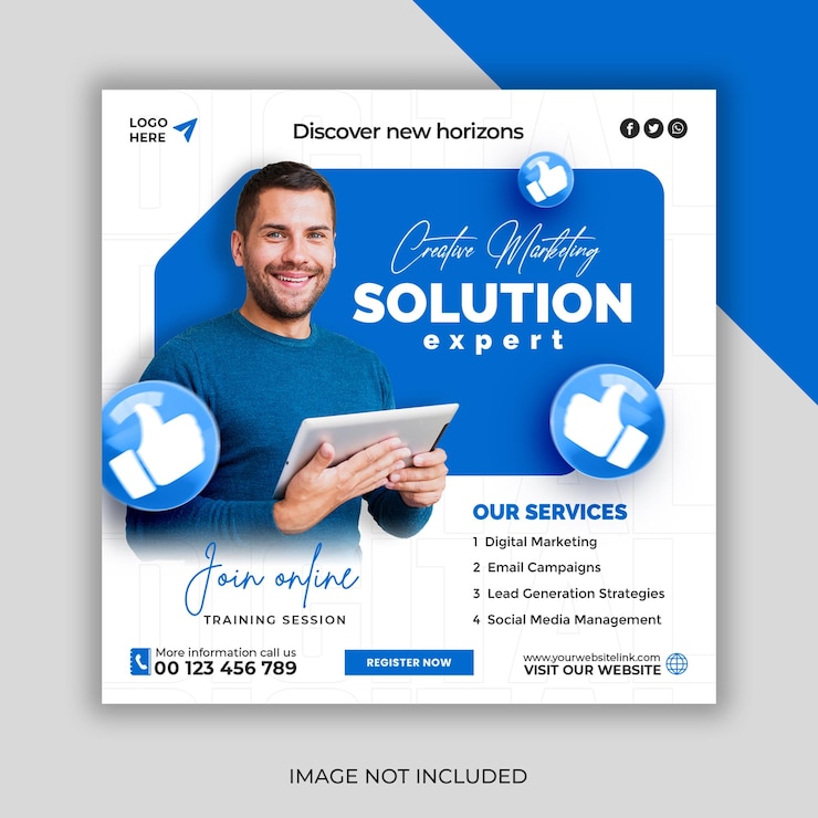 PSD banner agencji marketingu cyfrowego i korporacyjnych mediów społecznościowych lub szablon postów na instagramie