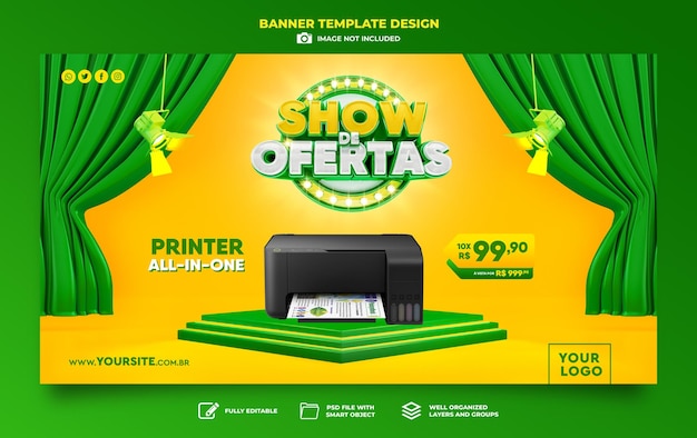 Banner biedt show in Portugese 3D-weergave voor marketingcampagne in Brazilië