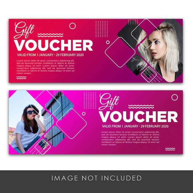 Banner big sagift voucher template violet collectionle yellow  and pink template