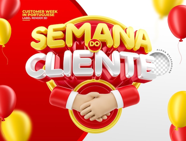 PSD banner customer week in portuguese 3d render for marketing campaign in brazil