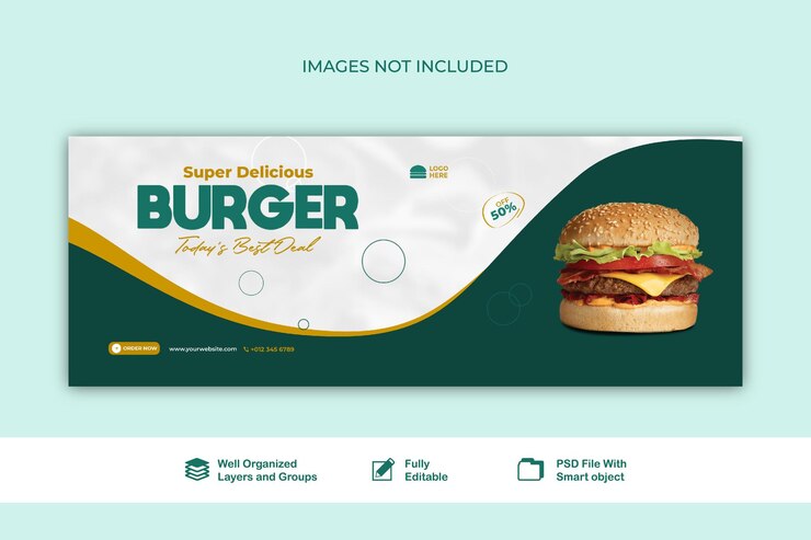 PSD banner delicious burger and food menu web banner post template psd