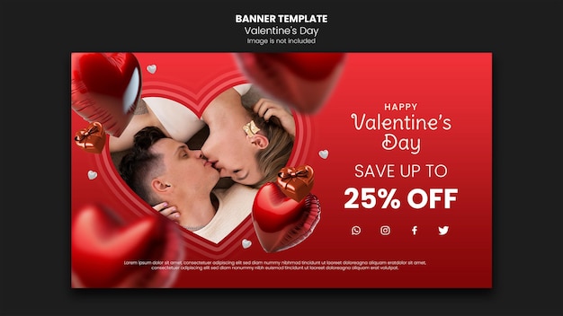 PSD banner descuento por san valentine día del amor y la amistar