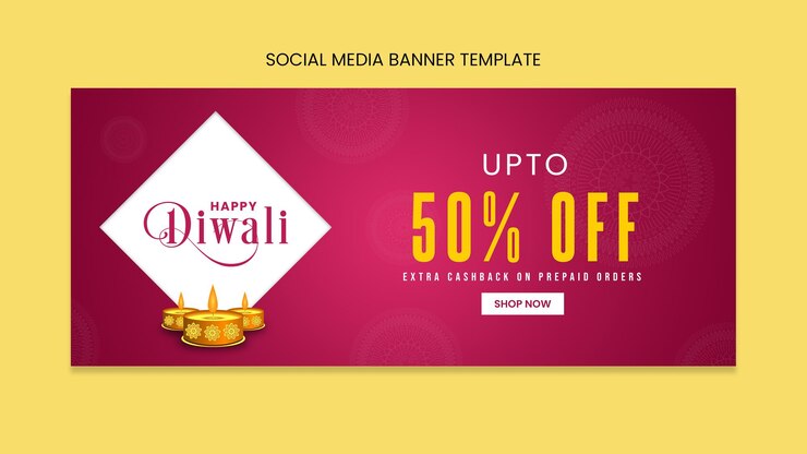 PSD banner design diwali sale offer social media post template