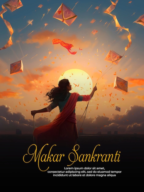 PSD banner design of happy makar sankranti festival design template