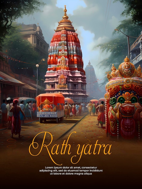 Banner design per il festival indiano rath yatra template banner