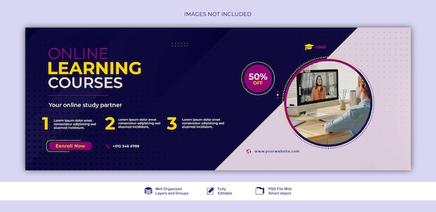 PSD banner e-learning post template design back to school online banner post template psd