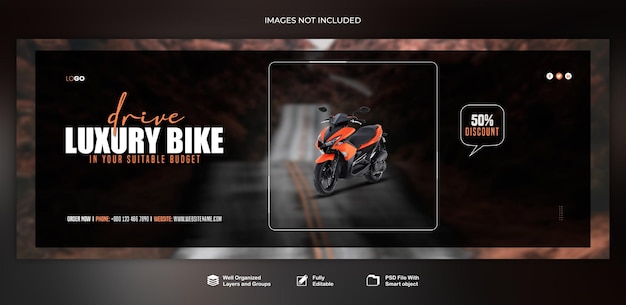 PSD banner fiets of motorfiets social media instagram post sjabloonontwerp psd