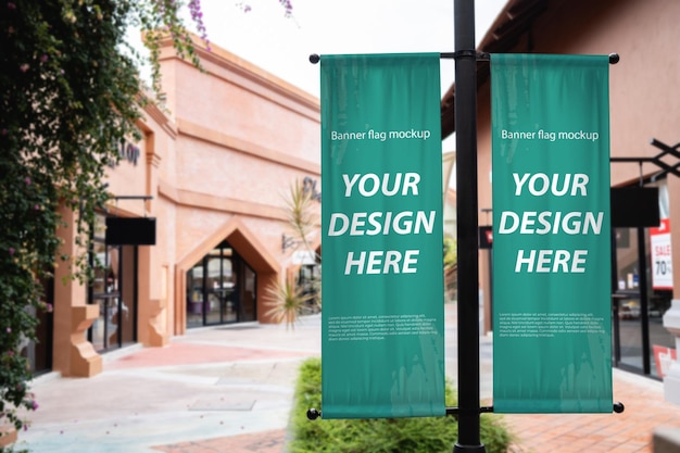 Banner flag mockup for print design presentation logo text promotional poster