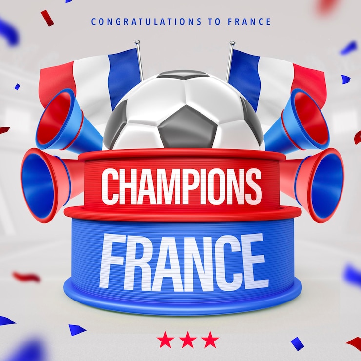 PSD banner france football cup champion 2022 in 3d render illustration